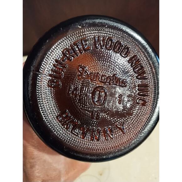 Vintage Brown Glass Humidor Jar and Wood Lid Cigar Dunrite Made in USA Brooklyn - Picture 6 of 6